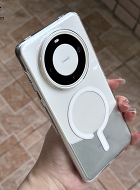 高级感白色问号磁吸适用华为Mate60Pro+手机壳mate70pro创意mate60pro透明耐黄P80保护套Pura70Ultra大孔硬壳