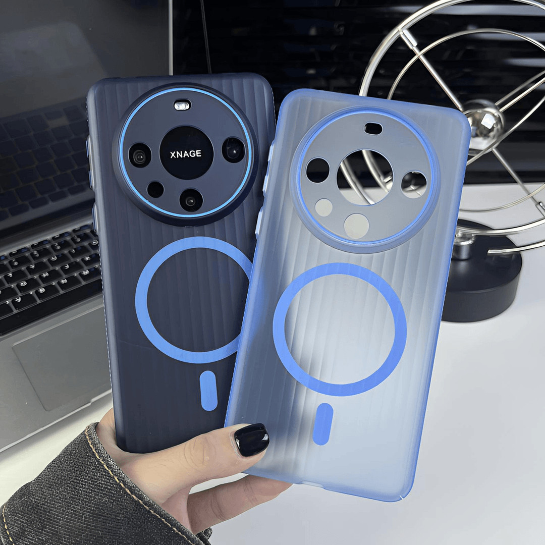 瓦楞纹二代磁吸适用华为Mate60pro+手机壳mate70Pro简约Pura70Ultra透蓝色磨砂橙白光栅PC套防滑条全包轻薄款