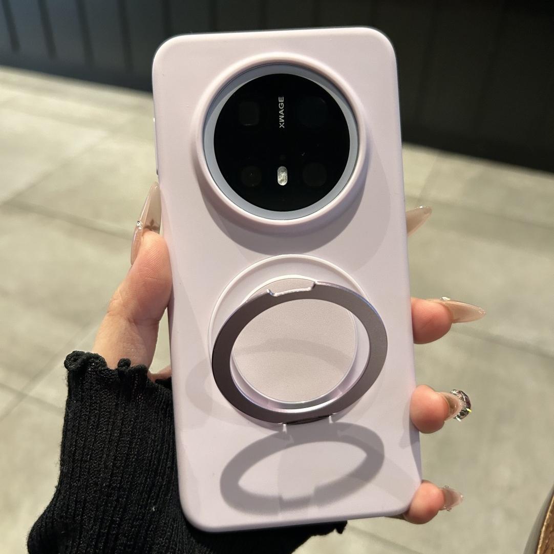 简约软糯莫兰蒂紫适用华为mate70真液态硅胶手机壳Mate70Pro+可旋转一体支架mate60/50内植绒防摔40E耐脏男女