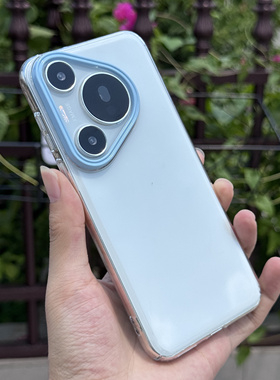 马卡龙清新蓝色大孔镜头适用华为Pura70Pro+手机壳透明p70ultra简约p60新款Nova13耐黄超薄nova12pro撞色硬壳