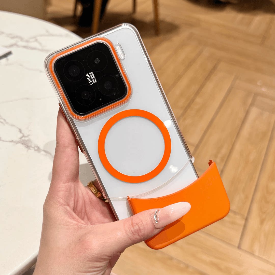 极简撞色拼接橙色适用小米15Pro手机壳透明Xiaomi15/14简约二合一组装14pro薄大孔新款磁吸充电独立按键硬壳
