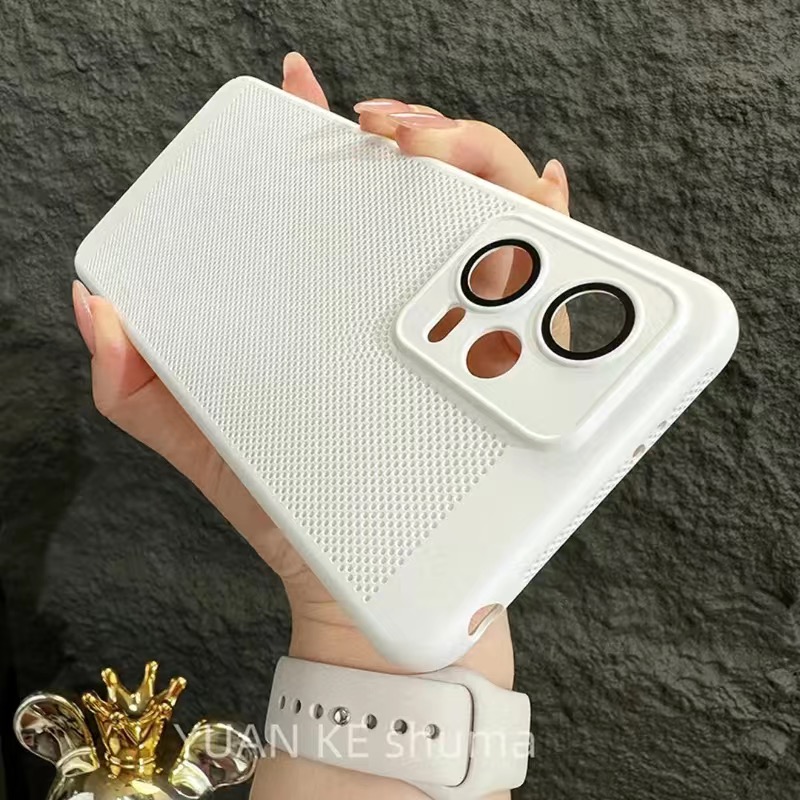 镂空网孔适用小米红米K60手机壳Note12Pro+透气散热小米13Ultra纯白色14亚克力50硬壳11自带镜头膜防尘超轻薄
