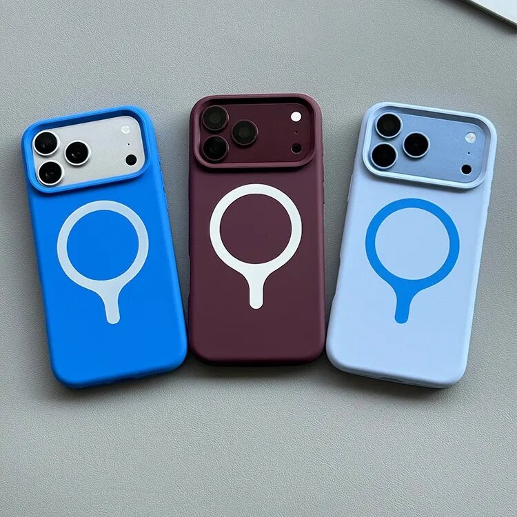 清新蓝元气夏日森林液态硅胶适用苹果18Promax手机壳强磁吸附iPhone17pro全包16Pro防摔软糯保护套耐脏情侣款