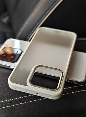 高级感适用小米13手机壳mi15Pro保护套14全包防摔金属镜头+独立按键磨砂雾面亚克力硬壳白色边简约十三大孔女