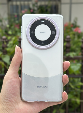 淡雅紫色高级透明适用华为mate60pro+手机壳Mate70Pro简约大孔镜头框50耐黄Pura70Ultra薄p60新款硬壳裸机感
