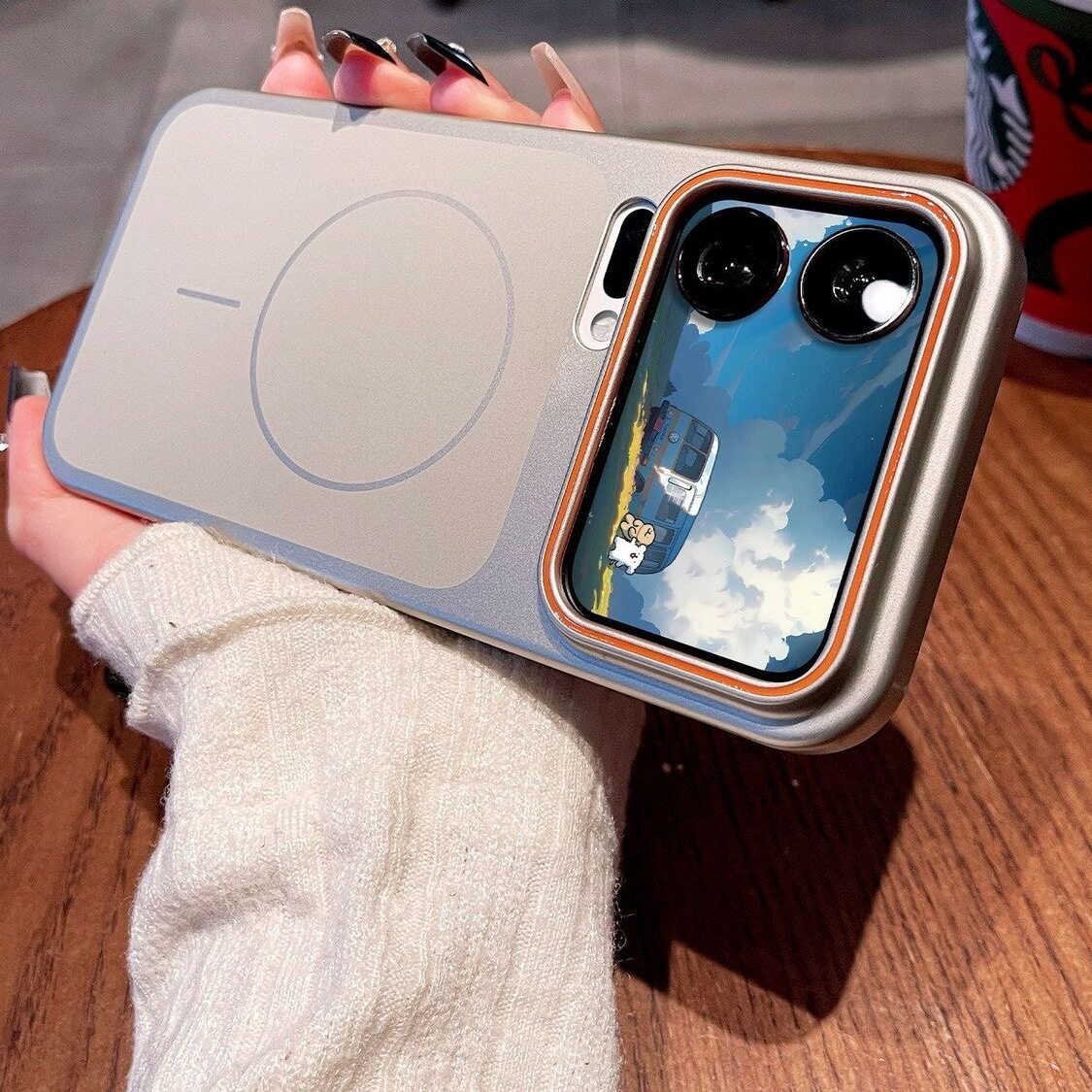 金属质感烤漆适用小米17ProMax手机壳xiaomi17全包简约钛银灰色细圈磁吸超薄磨砂拼色潮流活力橙色pc硬壳电镀