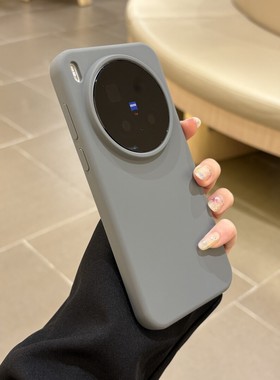 奶乎乎软糯~高级炭灰色适用vivoX300pro手机壳液态硅胶X200Ultra橡皮擦感x200promini全包X100S植绒防摔X90女