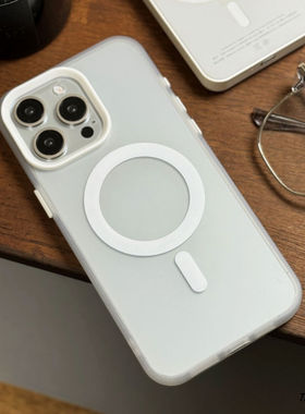 马卡龙糖果适用苹果16ProMax手机壳iPhone15plus简约磁吸PC磨砂硬壳防摔全包14男女13耐脏12时尚11透白色轻薄