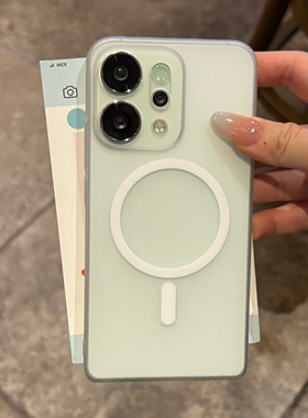 ins磨砂透白色适用OPPOReno14Pro手机壳reno14/13内置磁吸Reno13pro精孔镜头轻薄裸机手感硬壳情侣半透明散热
