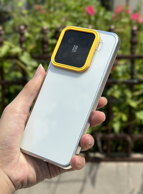 ins耐黄高透明黄色镜头框适用小米15Pro手机壳Xiaomi15/14简约14Ultra超薄硬壳13pro男女新款红米K80大孔撞色