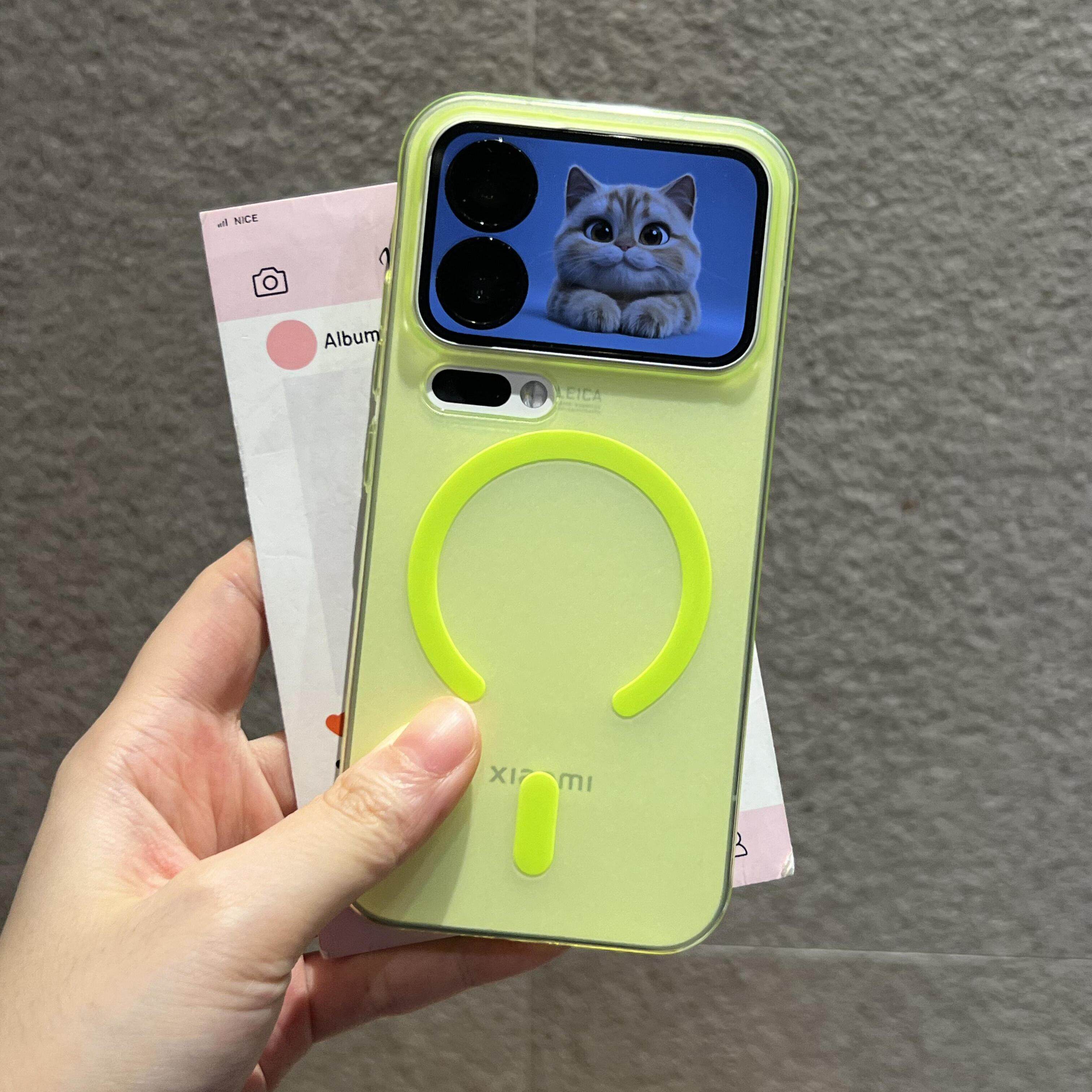 冰雾荧光绿色超薄Magsafe内置磁吸适用小米17Promax手机壳15pro裸机手感Xiaomi简约透明套全包大孔硬壳情侣款