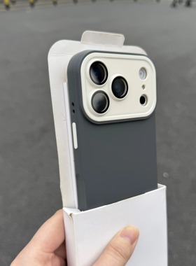 液态亲肤炭灰色撞色镜头适用苹果17promax手机壳iPhone16pro简约Air硅胶1514plus全包带镜头膜13防摔12保护11