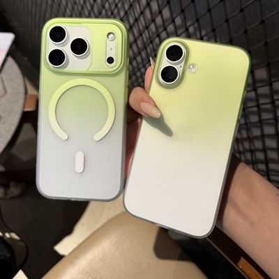 小清新青提绿色渐变适用苹果17Promax手机壳iPhone16/15pro简约14plus上下晕染磁吸保护套13超薄磨砂硬壳12女