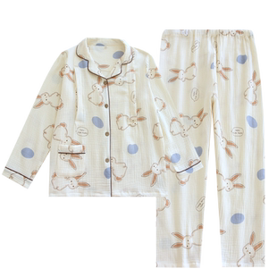 孕町月子服产后夏季薄款孕妇睡衣孕期喂奶哺乳全棉纱布家居服套装