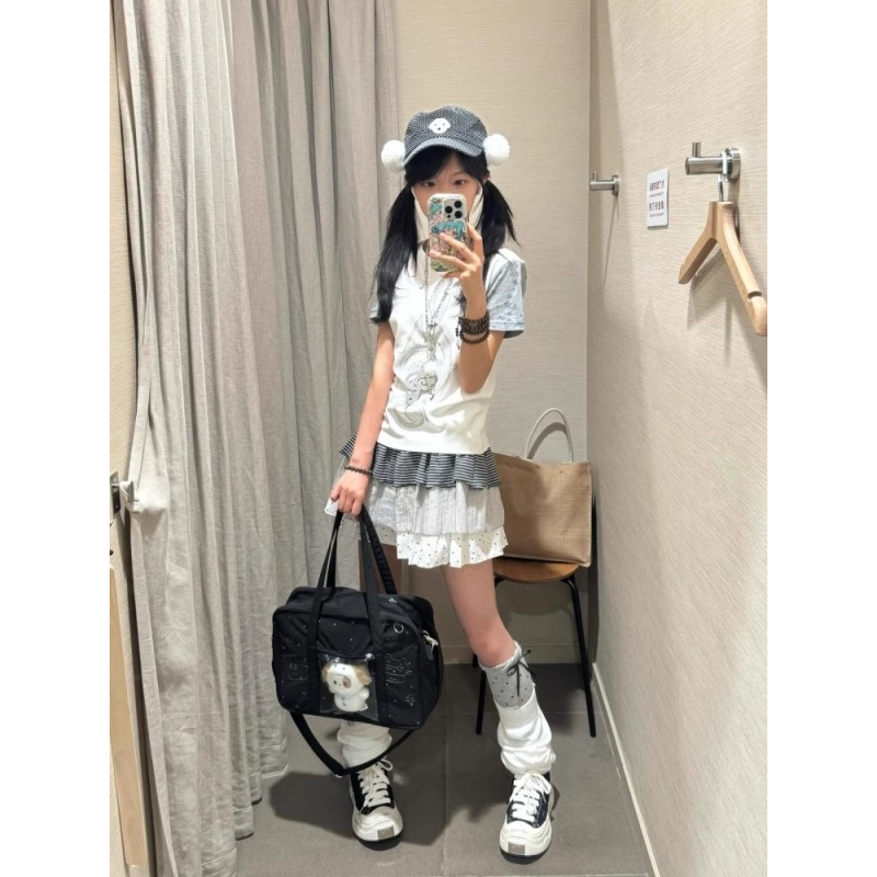 亚文化五角星音符印花短袖T恤