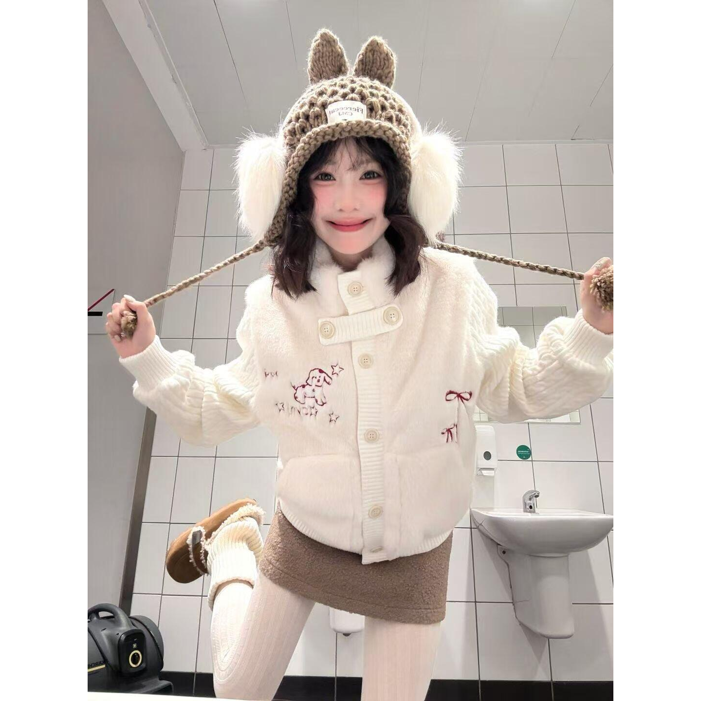 洋气漂亮短外套新款小众上衣毛衣