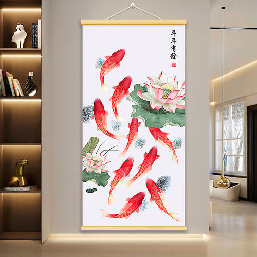九鱼图挂画年年有鱼装饰画招财