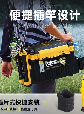 哈斯达蝴蝶路亚钓箱可坐人加厚大容量超轻便携带杆插多功能收纳箱