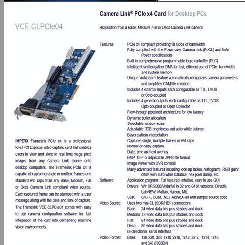 [德峰]IMPERX VCE-CL PCIE04 采集卡Camera