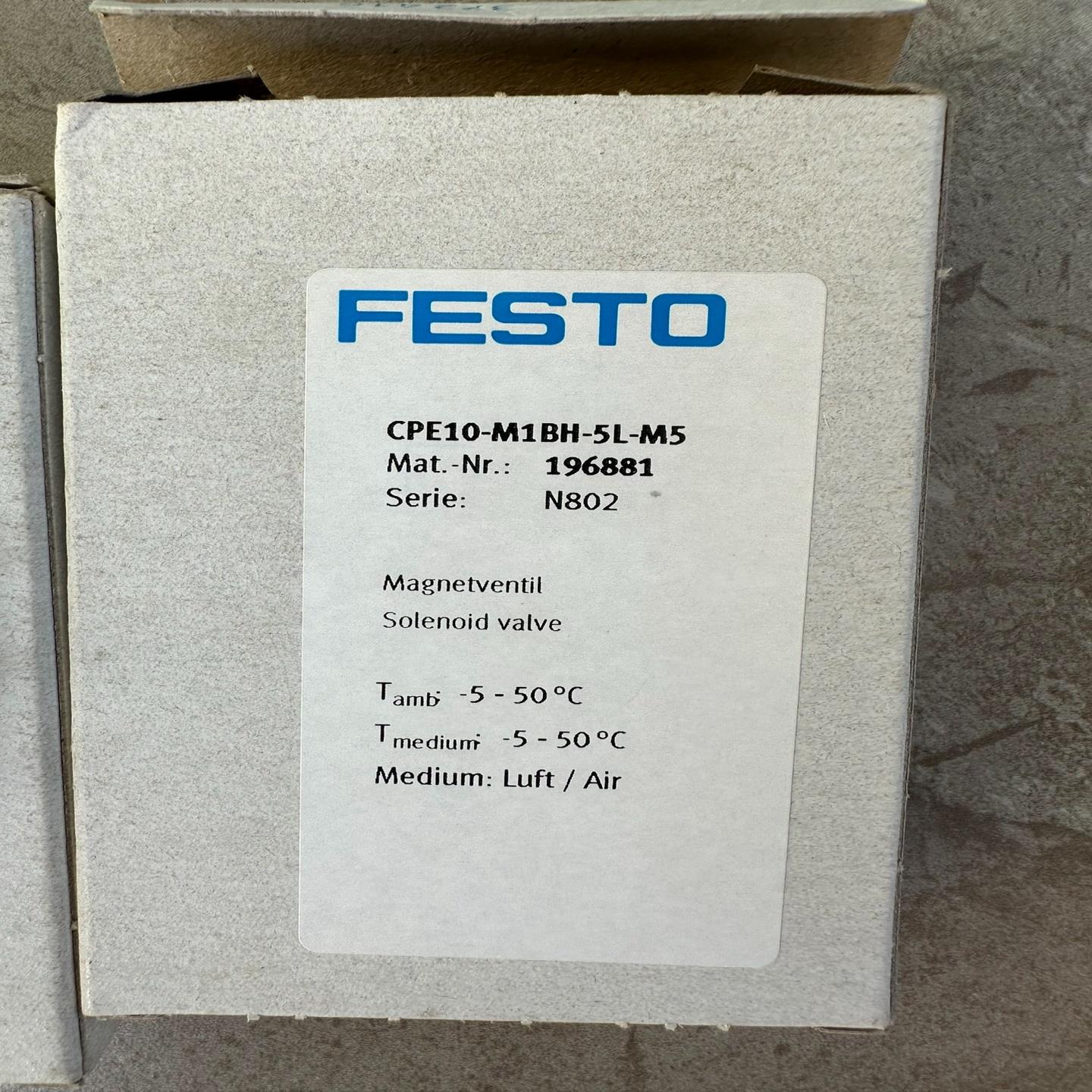 （设备配件）FESTO电磁阀CPE10-M1BH-5L-M5订购号196