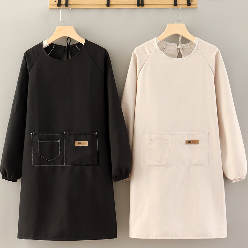 简约纯色帆布长袖围裙工作服印字定制餐饮厨房上班耐磨复古女罩衣,家庭/个人清洁工具,围裙,淘宝优惠券,粉丝福利购,淘宝优惠卷