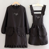时尚 洋气长袖 围裙家用厨房防污耐磨罩衣女纯色工作服定制logo印字