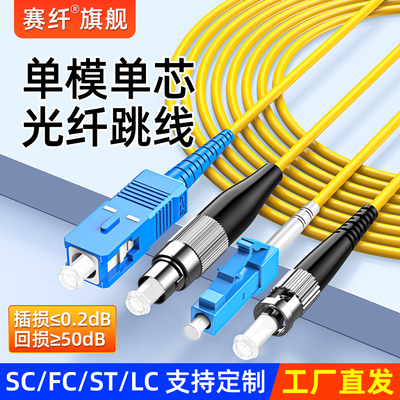 赛纤单模单芯光纤跳线SC/FC/ST/LC接口光纤延长线方转圆3m/5m/10m/30m尾纤家用成品线FTTH光纤入户