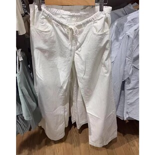 Brandy bm美式休闲纯棉白色工装裤百搭直筒裤女BM牛仔裤阔腿长裤