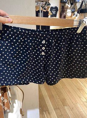 Brandy BM美式三粒扣松紧短裤女bm碎花弹力紧身高腰热裤四角裤isn