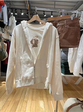 Brandy BM赵露思同款纯色连帽拉链卫衣bm小个子外套christ hoodie