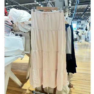 Skirt 杏粉色甜美长裙BM系带半身裙垂感蛋糕裙Nadia Brandy BM新款