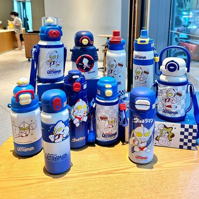 奥特曼儿童保温杯男孩上学专用宝宝食品级316小学生水壶吸管杯子