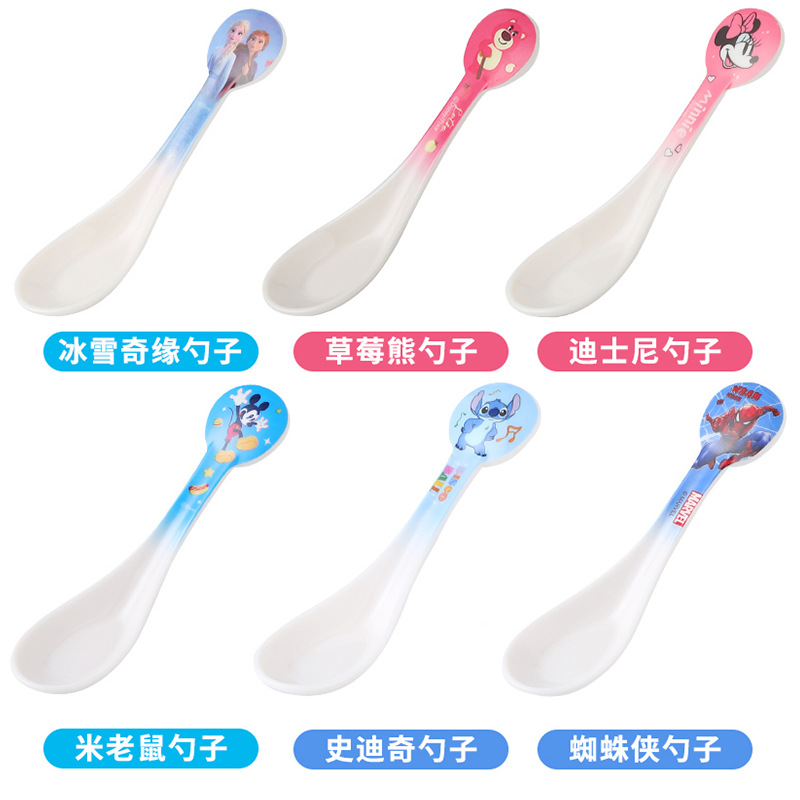 儿童餐具家用宝宝吃饭可爱卡通手柄吃饭小勺子调羹勺新品批
