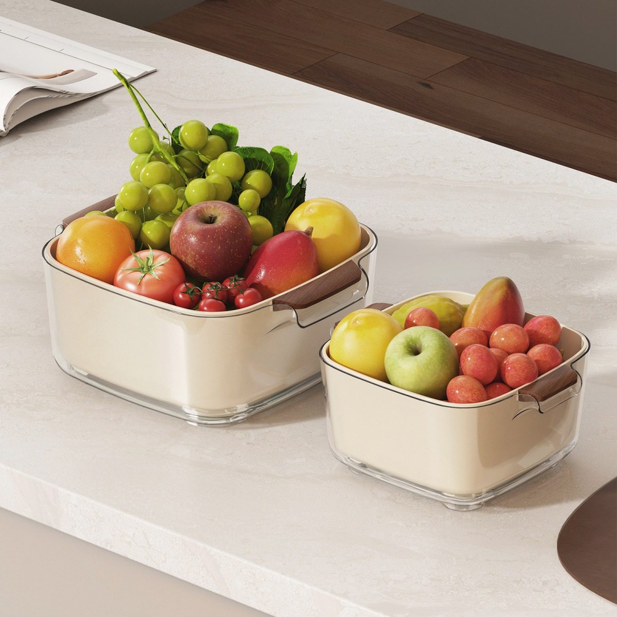 高颜值双层洗菜盆沥水篮中古风厨房家用多功能洗水果盘淘洗菜篮子,厨房/烹饪用具,果蔬置物架/篮/框,淘宝优惠券,粉丝福利购,淘宝优惠卷