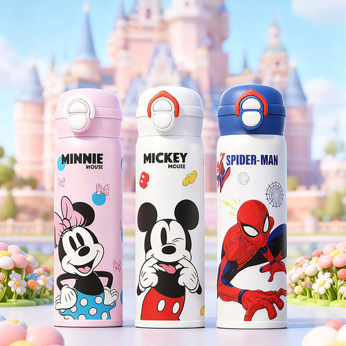 米奇米妮儿童保温杯男孩上学专用吸管水杯不锈钢小学生水壶