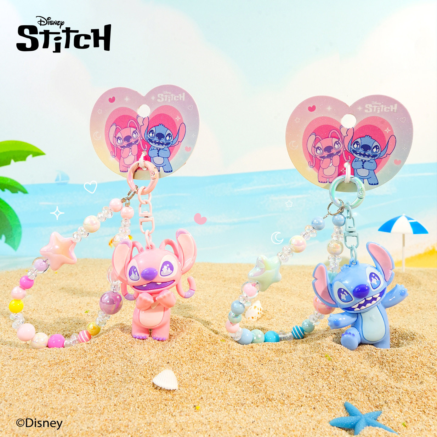 百茂正版史迪奇流行时尚串珠挂件卡通玩偶情侣书包挂链小礼品