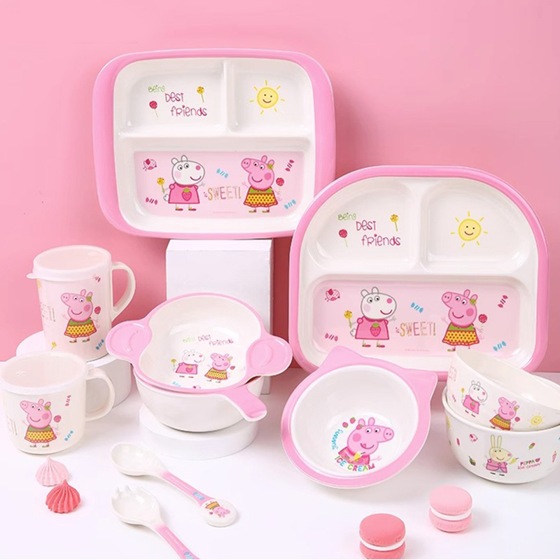 佩奇兒童吃飯碗寶寶餐具餐盤水杯