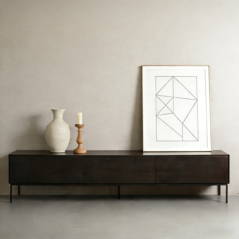 艺术符号/缅甸柚木电视柜手工雕花意式复古侘寂风客厅高端家具