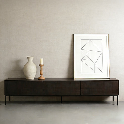 艺术符号/缅甸柚木电视柜手工雕花意式复古侘寂风客厅高端家具