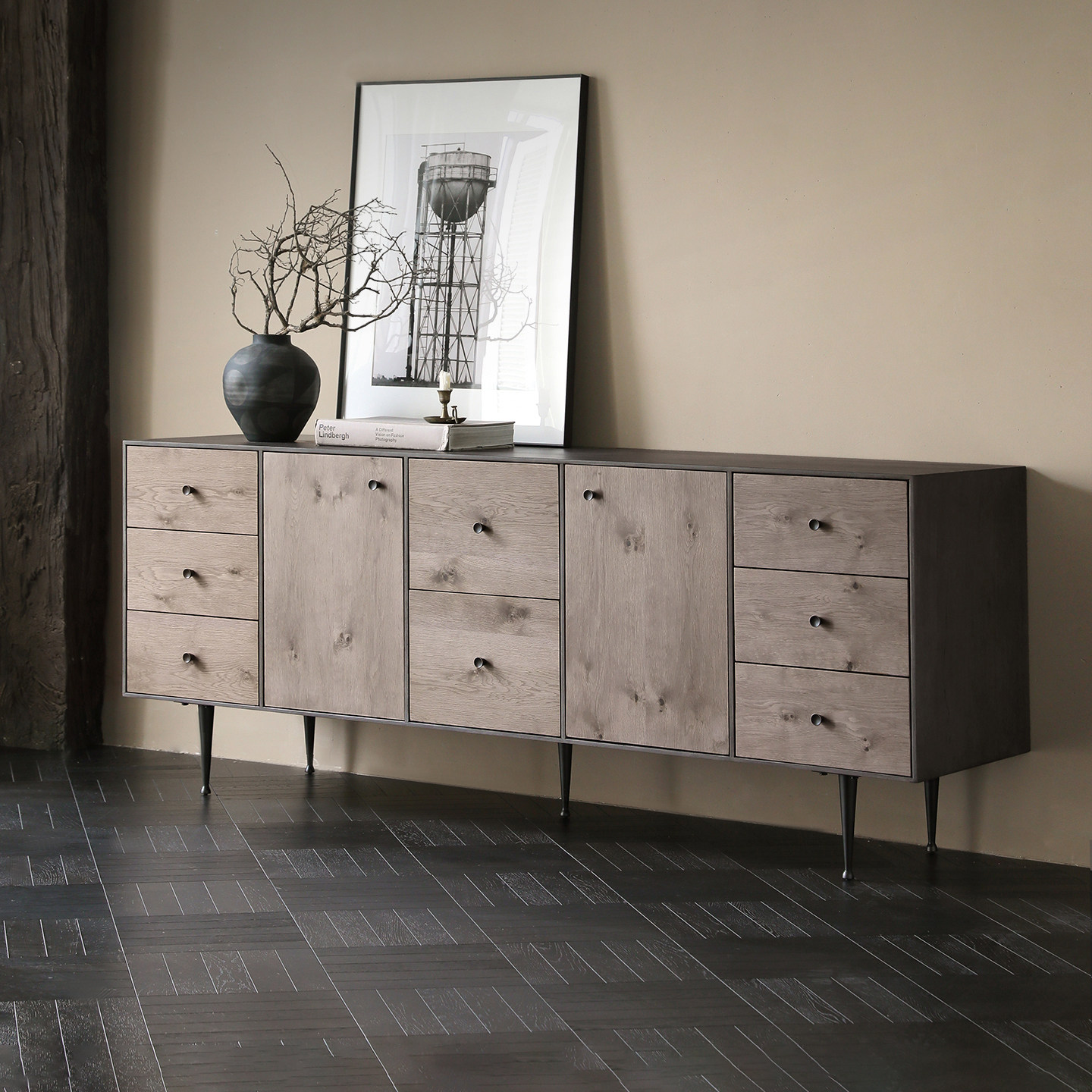 艺术符号北欧表情norhor进口宾纳中古复古乡村霍克尼餐边柜储物柜