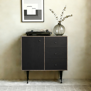 艺术符号北欧表情宾纳进口中古复古乡村萨兰达小餐边柜玄关柜黑色