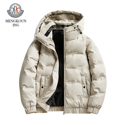 蒙口宁男士冬季连帽羽绒服潮流穿搭休闲青年短款修身加厚亮面外套