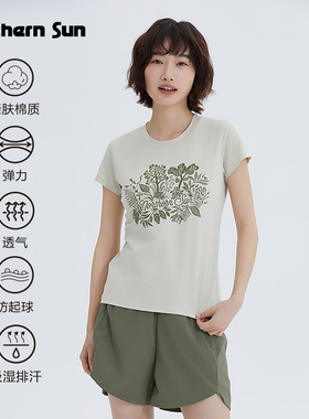 诺思山户外休闲短袖T恤女夏修身薄棉弹力亲肤透气半袖4722