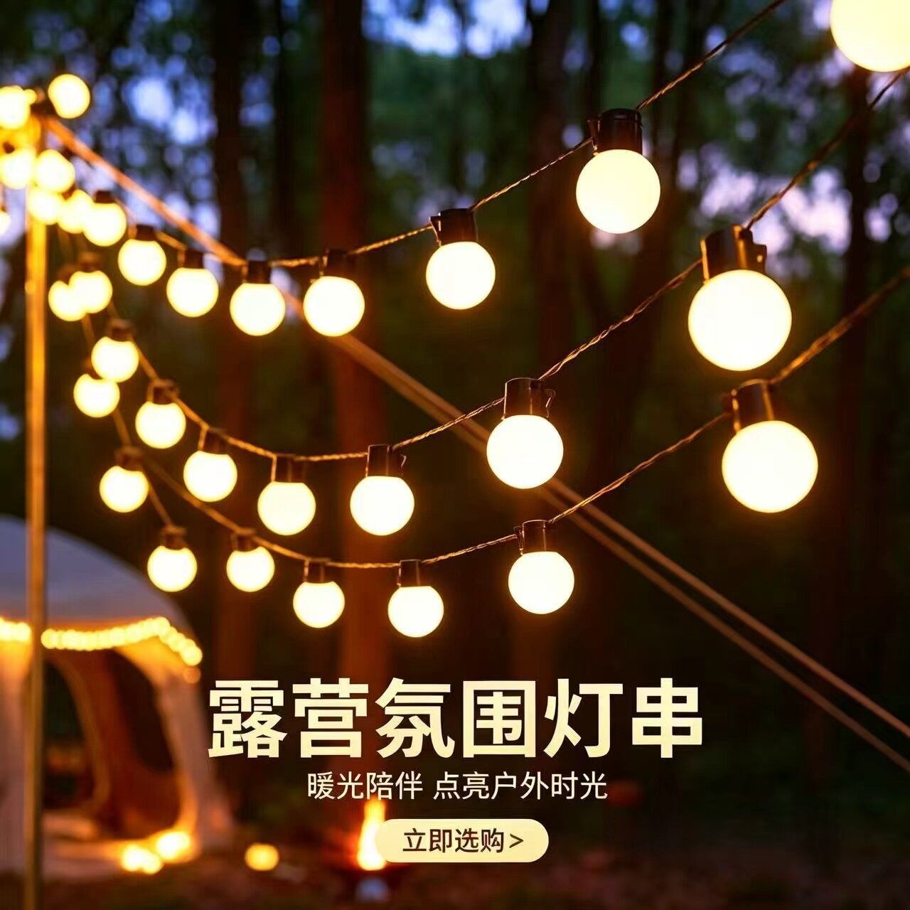led户外露营氛围灯圆球灯串串灯彩灯带满天星天幕装饰灯花园防水