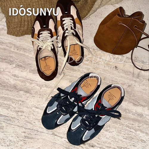 IDOSUNYU复古牛皮撞色德训鞋