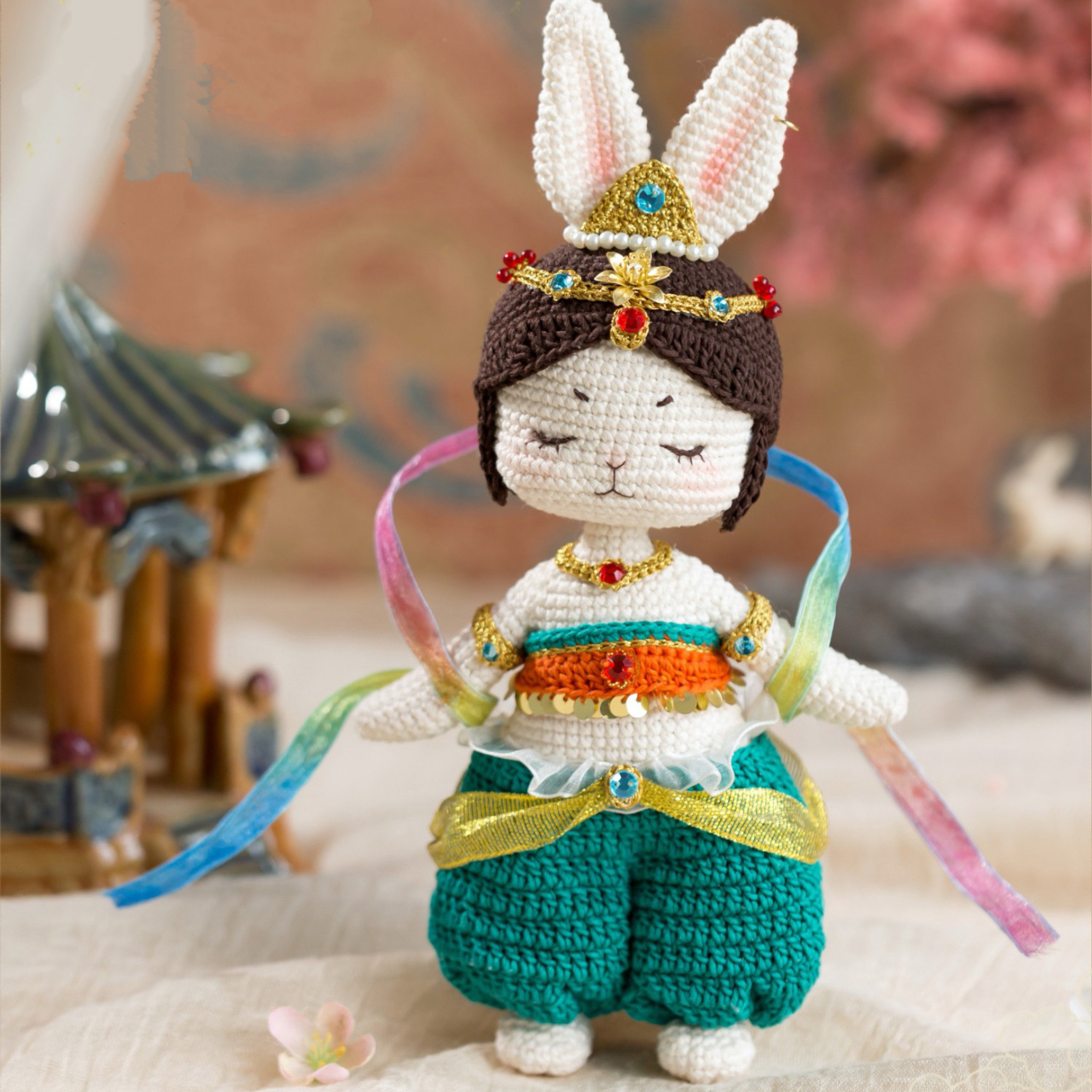 【私人定制】敦煌系列玉兔手工毛线编织玩偶