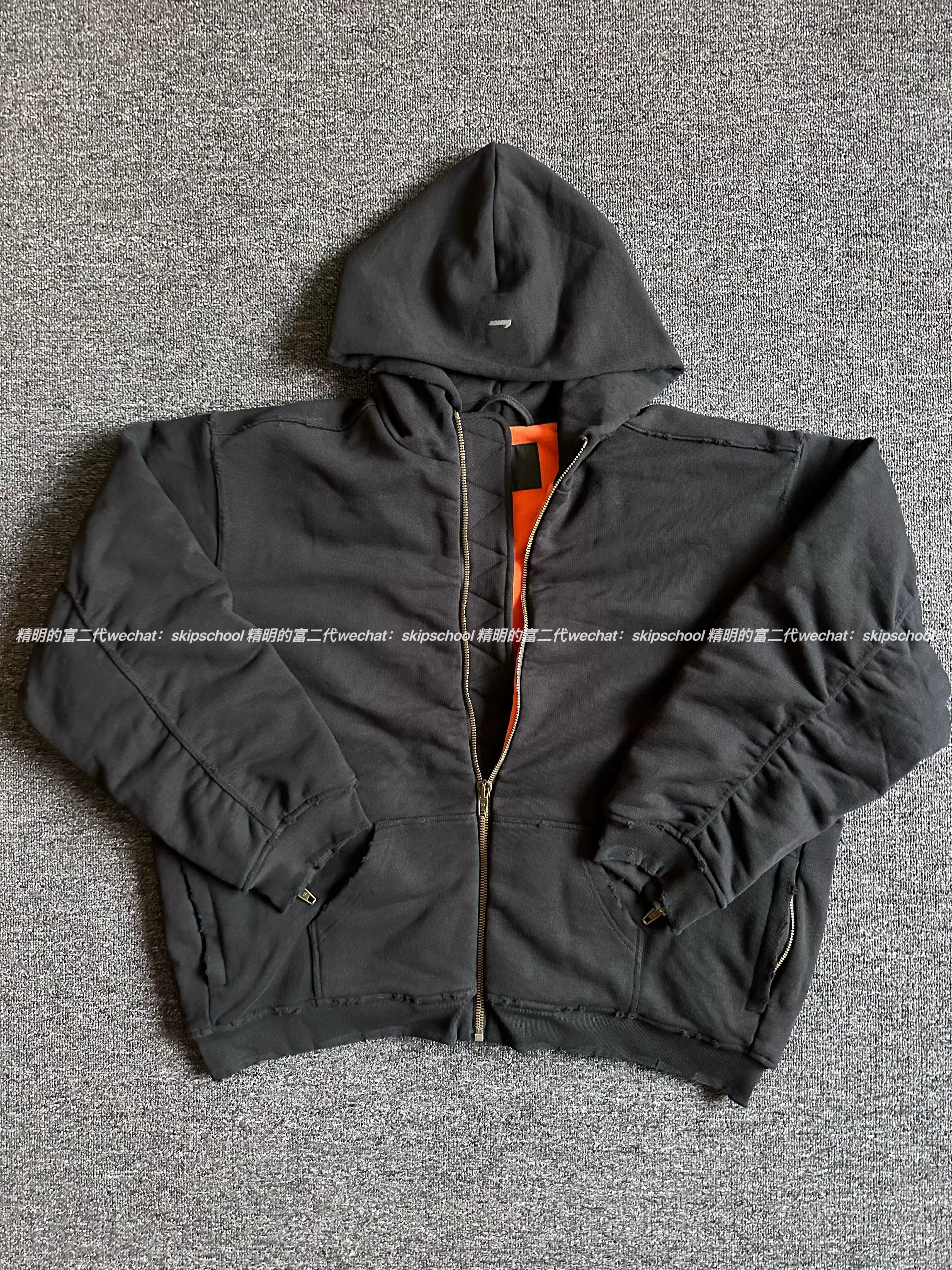 [Малый потолок] 22FW тяжелый фунт Серия Sportyb буквы большой ущерб к Hooded куртке мужскую и женскую одинаковые абзацы