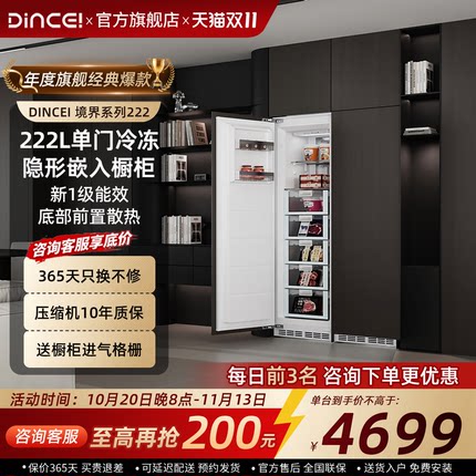DINCEI全嵌入式冰箱超薄内嵌600mm以内隐藏式橱柜一体零嵌风冷G33