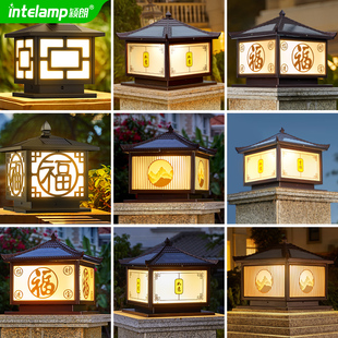 新款太阳能庭院灯柱头灯围墙别墅大门两侧柱子户外防水接电款围栏