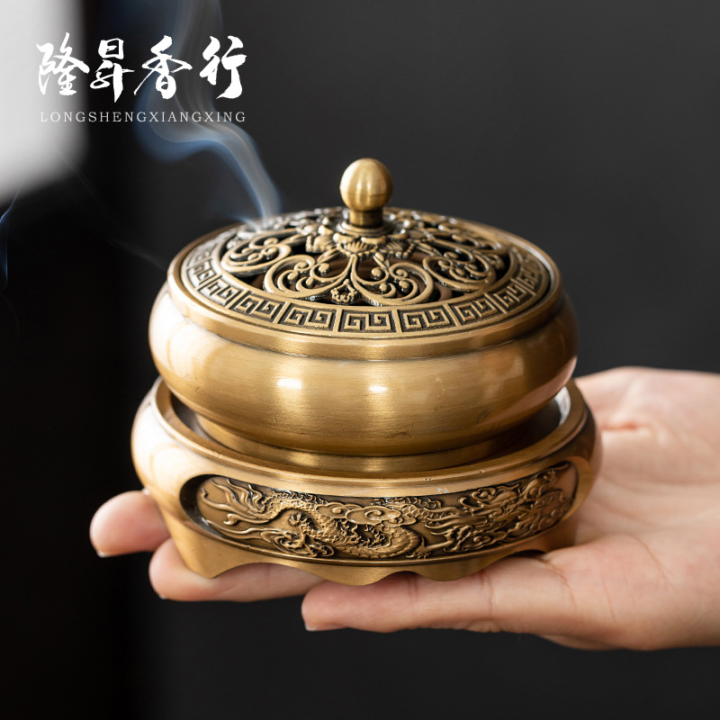 仿古铜香炉家用室内三足沉香檀香炉中式禅意茶道盘香熏香炉香薰炉